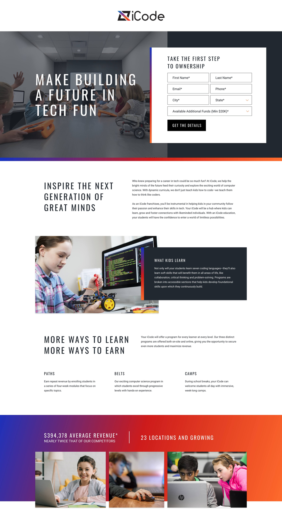 Full landing page part one